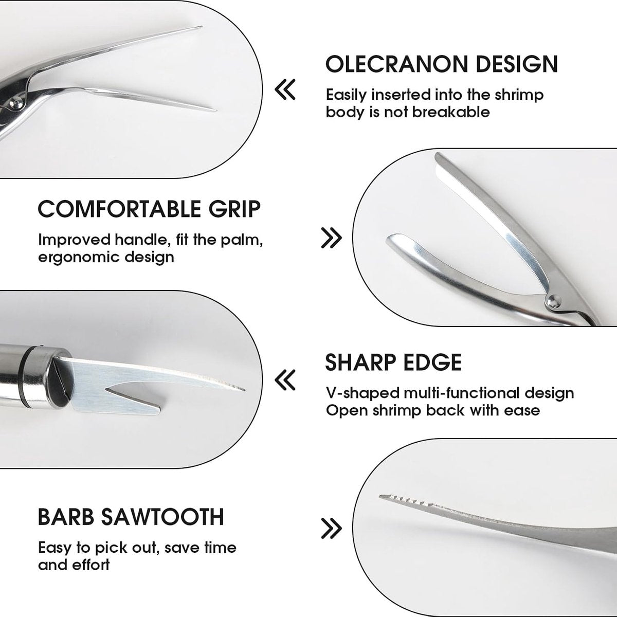 3 Pieces - 5-In-1 Multifunctional Shrimp Knife - Shrimp Peeler - 304 Stainless Steel Shrimp Peeler - Multifunctional - Shrimp Line Knife - Knife for Peeling, Scaling, and Cleaning Seafood and Shrimp, Kitchen Cleaning Tool