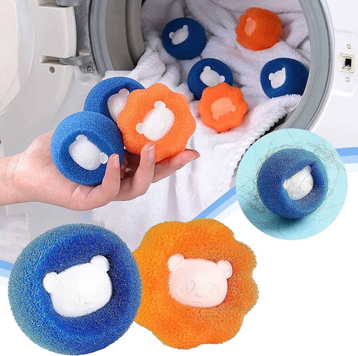 Washing Machine Laundry Balls - 12 Pieces - Laundry Ball - Anti-Hair - Dryer Ball - Fabric Softener Ball - Dryer Ball - Anti-Rolling Laundry Ball - Cleaning Supplies - Household Gadgets - Reusable - Hair Catcher - Anti-Flint - For Washing Machine/Dryer