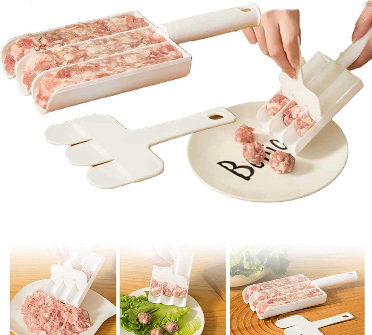Meatball Maker - High-Quality Non-Stick Meatball Maker - Small Meatball Maker - Meatball Tongs - Meatball Maker - Time-Saving - Kitchen Utensils - Cooking Supplies - effortlessly 3 perfect meatballs at once