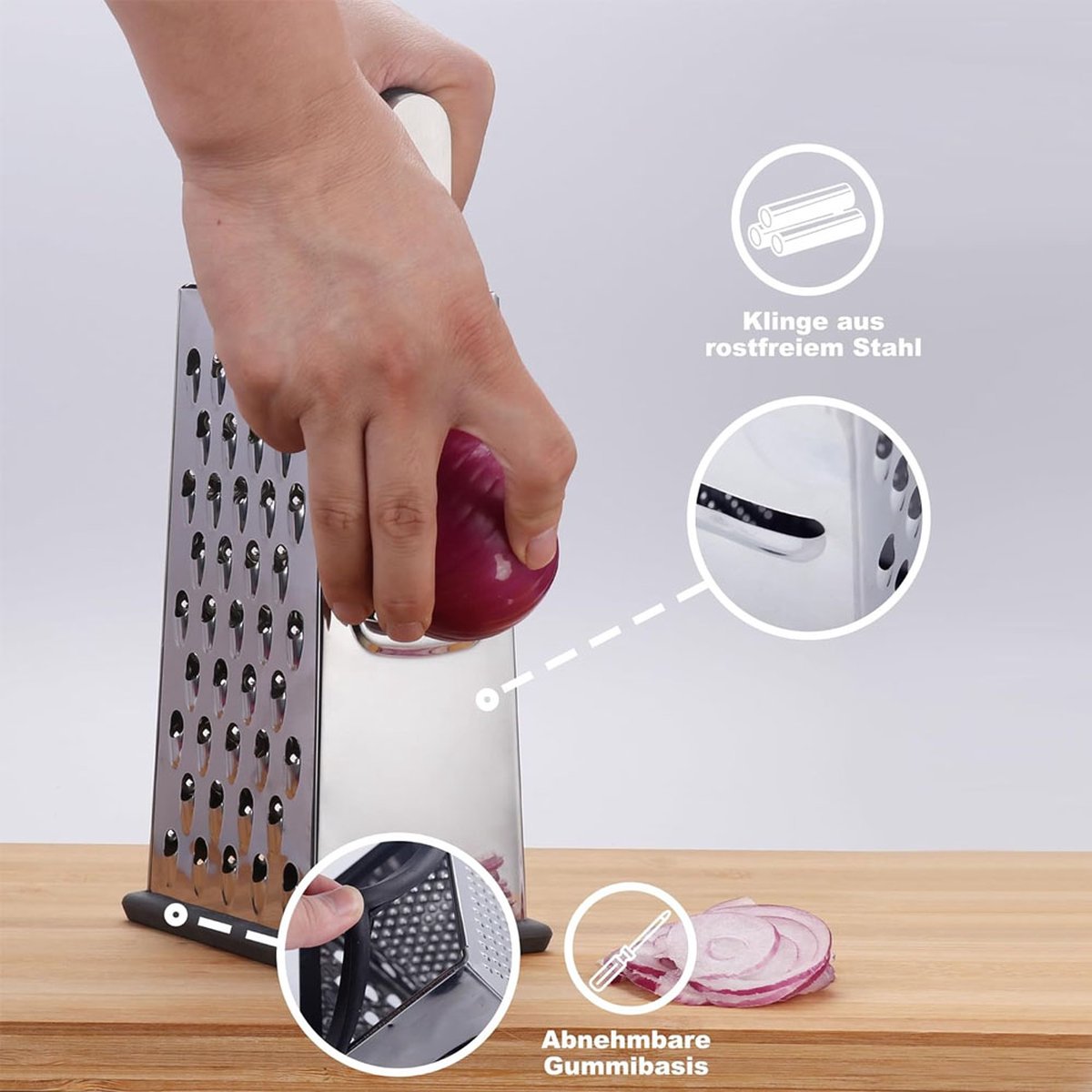 Box Grater - Graters - Stainless Steel - 4-Sided - Table Grater - Tower Grater - Kitchen Grater with Handle - Cheese Grater - Hand Graters - Cooking - Kitchen Utensils - Dishwasher Safe - Silver