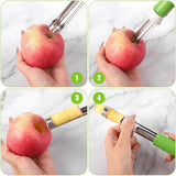 2-In-1 Apple Corer and Peeler - Sturdy Apple Slicer - Apple Corer 22x2 Cm - Stainless Steel Apple Pin - Core Remover - Kitchen Utensils - For Home Restaurants Kitchen Tools - Fruit Kernel Seed Remover Pear Fruit Corer - Green - 1 Piece - Apple Slicer / Co