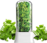 Herb Container - Herbs - Herb Jars - Fresh Keeper - Herb Vanilla Storage Container - BPA-Free - Keep Fresh - Coriander, Asparagus, Parsley and Mint - Free Herb Cutter - 27 Cm - Kitchen Tools - Reusable Fresh Herb Container