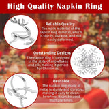 Napkin Rings for Christmas - 12 Pieces - Moose & Snowflakes - Silver Napkin Ring - Napkin Rings Table Decoration - Napkin Rings for Christmas, Thanksgiving, Wedding