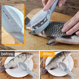 Fish Scraper - Professional Scale Remover - Fast and Efficient - Portable Scale Removal - Universal Fish Descaler - Fish Descaler - Fish Scraper - with Handy Collection Tray - for Kitchen / Restaurant - Green - Piece