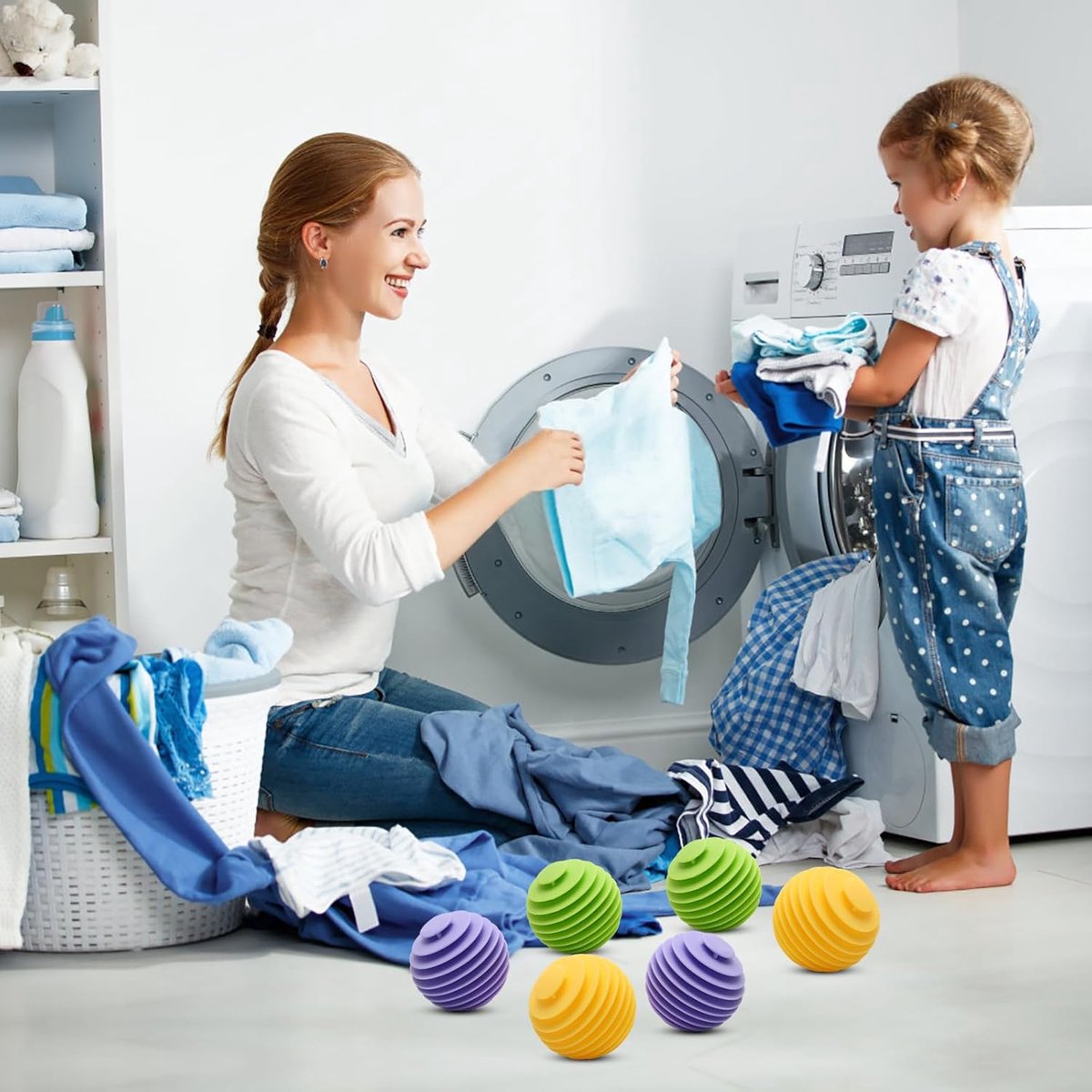 Dryer Balls 9 Pieces - Dryer Balls - Laundry Balls for Dryers - Dryer Balls - Dryer - Fabric Softener - Anti-Wrinkle - Laundry Balls for Washing Machine - Reusable - Reduce Wrinkles and Stickiness - For Cleaning Household Clothes