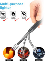 Long Electric Lighter - USB Rechargeable - Kitchen Helpers - USB Electric Stick Lighter - Kitchen BBQ Lighter - For Kitchen, Stove, Camping, Fireworks, Fireplace, Candles, Lighting - Black - 1 Piece