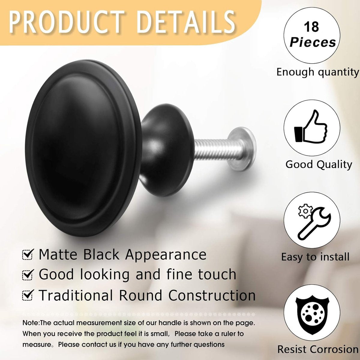 Handles - 18 Pieces - Cabinet Handles - Furniture Handles - Kitchen Handle - Antique Knobs - 30MM - Cabinet Handles - Kitchen Cabinet Handles - Furniture Handle - Kitchen Handle - Door Handle - Drawer Handle - Incl. Screws - Stainless Steel - Black - Mode