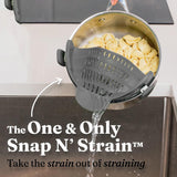 Silicone Colander - Kitchen Draining Lid - Draining Aid - Silicone - BPA Free - Safe Hands-Free Draining - Colander - Safe Draining - Solid Compact Kitchen Draining Lid - Draining Lid - Grey - Dishwasher Safe - For All Sizes of Pans