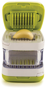 1Pcs Stainless Steel Ginger Garlic Press - Kitchen Chopper - Crusher - Dicer - Garlic Grinder - Garlic Press Crusher Multifunctional - with Clear Tray - for Walnut Peanut Ginger Mincer Garlic Chopper Practical Kitchen Tool (Green)