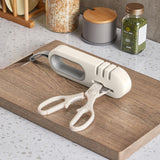 Knife Sharpener - 4-in-1 Knife Sharpener - Sharpening - Whetstone - Anti-Slip Knife Sharpener - Pull-through Sharpener - Honing Steel - Scissor Sharpener - Kitchen Knife Sharpener - Kitchen Sharpening Angles - Suitable for Scissors and Knives - Stainless