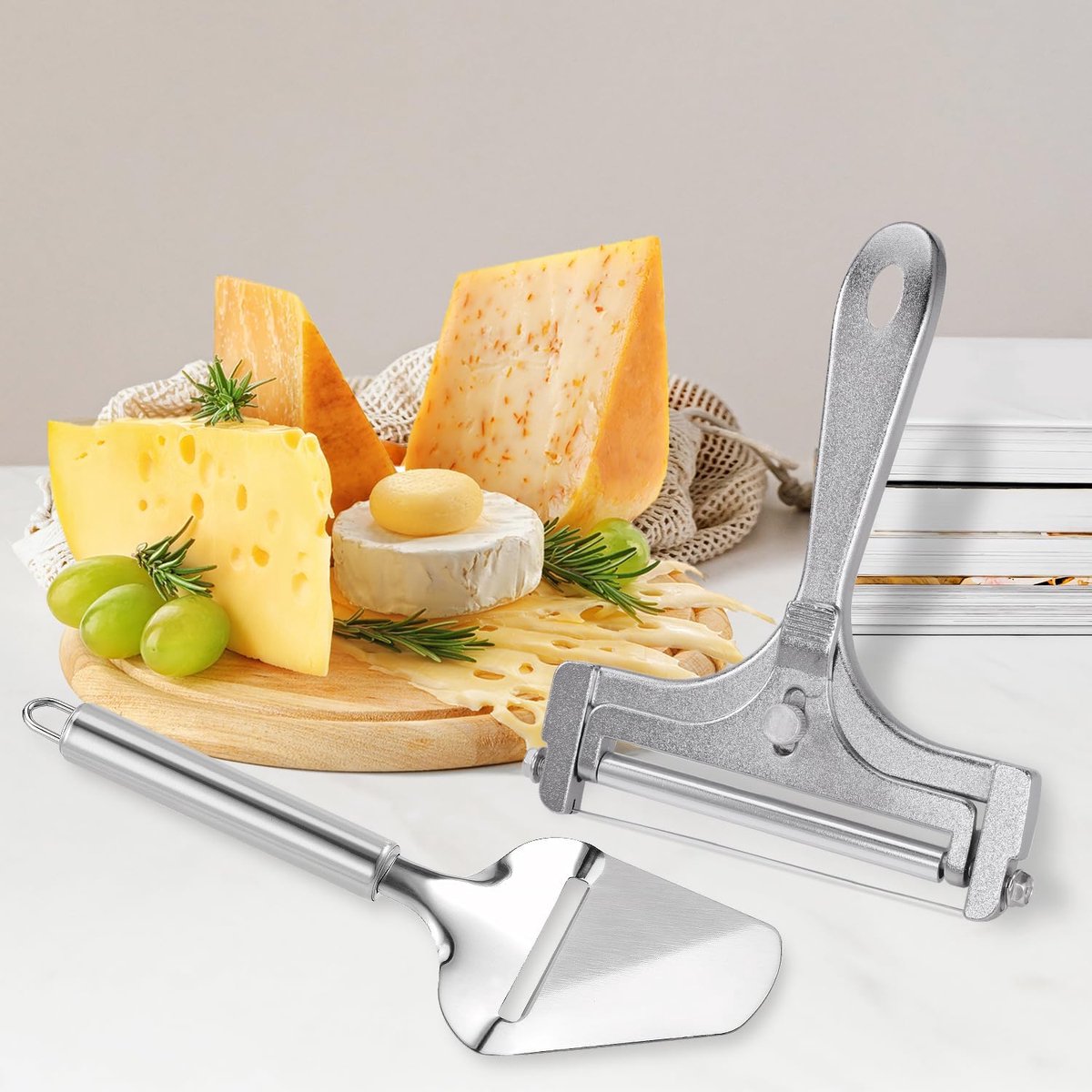 Cheese Slicer - 2-Piece Cheese Slicer Set - Cheese Grater - Cheese Cutter - Cheese Slicer for Young Cheese - Kitchen Accessories - For Block Cheese Butter - Wire Cheese Slicer