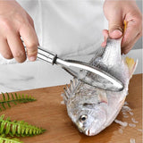 Fish Scraper - 2 Pieces - Fish Scaler Brush - Fish Scale Remover - Scale Scraper - Fish Descaler - Fish Scale Remover - Scraping Removal Tool - Kitchen Utensils - For Cookware, Seafood, Poultry - Silver - Stainless Steel