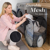 Foldable Laundry Basket - 60 x 30cm - Laundry Baskets - Mesh - Breathable - Durable - Laundry Sorter - Laundry Box - Clothes Organizer - Laundry Basket - Dirty Clothes Basket - Storage Basket - Foldable Laundry Basket - Black - Portable - Space-Saving Lau