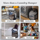 Foldable Laundry Basket - 60 x 30cm - Laundry Baskets - Mesh - Breathable - Durable - Laundry Sorter - Laundry Box - Clothes Organizer - Laundry Basket - Dirty Clothes Basket - Storage Basket - Foldable Laundry Basket - Black - Portable - Space-Saving Lau