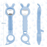 All-purpose opener - Opener - Bottle opener - Beer opener - Jar lid opener - Jar opener - Beer opener - Aids for the Elderly - 4-in-1 Jar opener - Kitchen Aid - Multifunctional - For Home Kitchen/Bars/Cocktail parties - Blue - 20 cm
