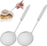 Skimmer - 2 Pieces - Deep-frying Spoon - Deep-frying Scoop - Food Sieve - Skimmer Spoon - Colander Spoon - Draining Potatoes/Vegetables/Pasta - Cooking Supplies - Kitchen Tools - Skimmer Spoon - Sieve - Colander - Hanging - With Handle - ø12 Cm - Stainles