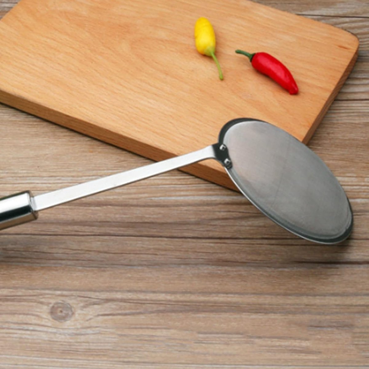 Skimmer - 2 Pieces - Deep-frying Spoon - Deep-frying Scoop - Food Sieve - Skimmer Spoon - Colander Spoon - Draining Potatoes/Vegetables/Pasta - Cooking Supplies - Kitchen Tools - Skimmer Spoon - Sieve - Colander - Hanging - With Handle - ø12 Cm - Stainles