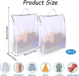 Laundry Bags 2 Pieces - Laundry Bags - Laundry Nets - Laundry Bags with Zippers - Protect Your Laundry and Washing Machine - 50x40x10 Cm - Large Laundry Net - Mesh Laundry Bags with Zippers - Reusable Laundry Bag with Handle - For Home, Dormitory, Hotel,