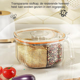 Spice Jars - Divided Spice Jar - Divided Spice Container - 4 Grids Transparent Spice Container - For Kitchen Cabinet Pantry Refrigerator - With 4 Spice Spoons