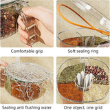 Spice Jars - Divided Spice Jar - Divided Spice Container - 4 Grids Transparent Spice Container - For Kitchen Cabinet Pantry Refrigerator - With 4 Spice Spoons