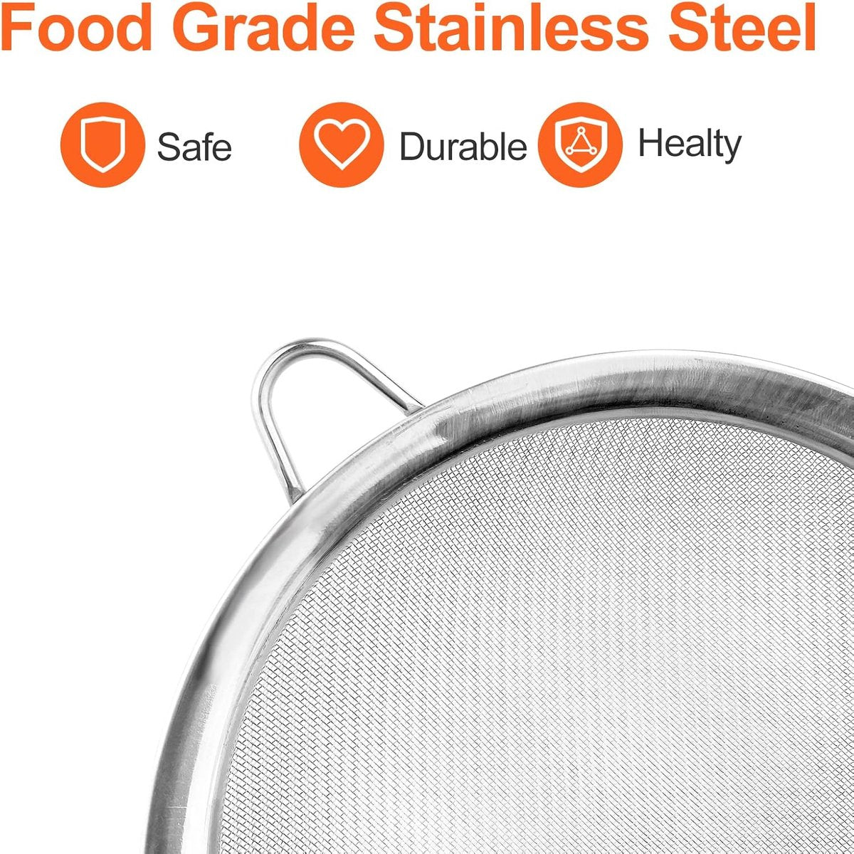 Premium Stainless Steel Sieve Set - 3-Piece Colander - Kitchen Sieve - Small Sieves - Sieve Set - Bowl Sieve - Mini Sieves - Premium Fine Set - Dishwasher Safe - Ø 7, 12 and 18 cm - Sturdy & Durable