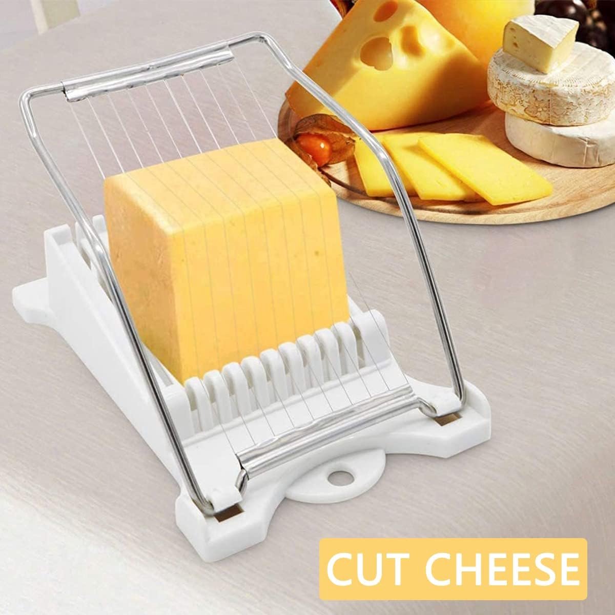 Cheese Slicer - Multipurpose Slicer Dicer - Vegetable Cutter - Multifunctional Chaf - Stainless Steel - Kitchen Utensils - Kitchen Accessories - Cheese Slicer for Young Cheese - For Cheese/Ham/Root Vegetables/Hot Dogs - White