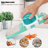 Vegetable Slicer - 8-Piece - Vegetable Chopper - Kitchen Slicer - All-purpose Slicer - Onion Slicer - Grater - Plastic - Manual - Easy to Clean - Effective - Time-Saving - Simple - Multifunctional - Blue
