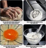 Dough Beater - 2 Pieces - Dough Whisk - Mixing and Beating - Danish Whisk - Dough Mixer - Spiral Whisk - Beating Dough - Egg Beater - Double Ring - Kitchen Utensils - For Baking in the Kitchen - Manual Dough Mixing - Bread Cake Making - Stainless Steel -