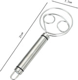 Dough Beater - 2 Pieces - Dough Whisk - Mixing and Beating - Danish Whisk - Dough Mixer - Spiral Whisk - Beating Dough - Egg Beater - Double Ring - Kitchen Utensils - For Baking in the Kitchen - Manual Dough Mixing - Bread Cake Making - Stainless Steel -