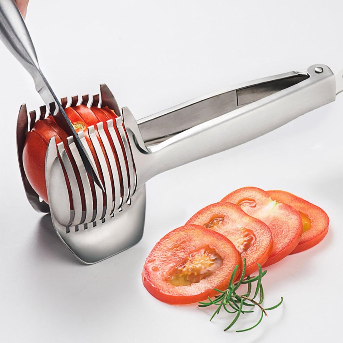 Tomato Slicer - Potato Slicer - Egg Slicer - Egg Slicer - Vegetable Slicer - Egg Slicer - Tomato Cutting Aid - Onion Slicer - Citrus Slicer - Tomato Tongs - Multifunctional - Kitchen Cutting Aid - Kitchen Tool - With Grip - Anti-Slip - Stainless Steel