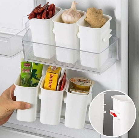 Refrigerator Organizer - 4-Piece Storage Box - Refrigerator Side Door Organizer - Kitchen Organizers - Refrigerator Storage Bins - Refrigerator Trays - Storage Box - Home Kitchen Organizer - Refrigerator Trays - Kitchen Cabinet Organizer - White
