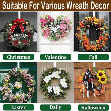 Wreath hanger - 1 piece - Christmas wreath hanger - adjustable from 38 to 65 cm - Wreath hanger for front door - Hooks - door hanger - hanging Christmas wreaths - for door for Christmas wreaths, decorations and hook - white