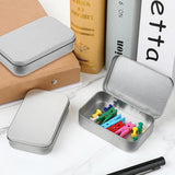 4 pieces - Iron box - Storage box - Portable box - storage box - jewelry box - rectangular metal tins - metal hinged boxes - with lid - for home and outdoors - 9.5*6*2.1 cm - silver