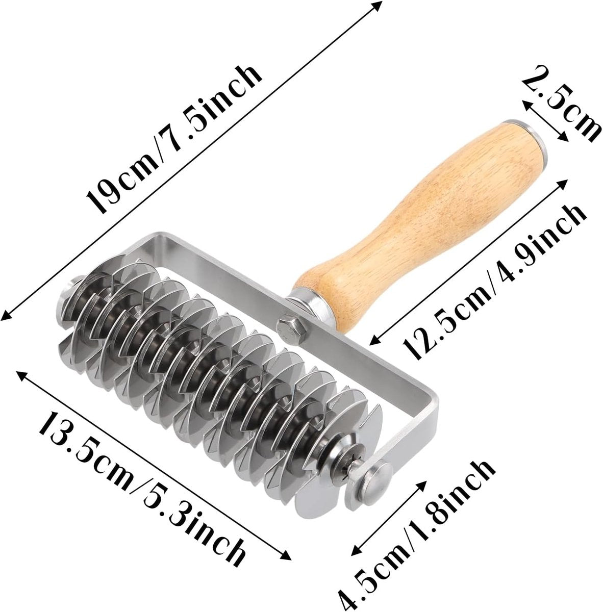 Dough cutter - Grid roller - Grid cutter - Stainless steel dough cutter - Dough roller with grid - Grid cutter for rolling pins - Dough knife grid - roller cutter - rolling pin - kitchen utensils - for cookies, bread, cake, pizza and pie