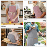 Kitchen Apron - 2 Pieces - Professional Cooking Apron - for Ladies and Gentlemen - Catering Apron - Easily Adjustable - BBQ Apron - Pottery Apron - Cooking Kitchen Aprons - kitchen cooking aprons - soft chef apron with 2 pockets - blue / pink