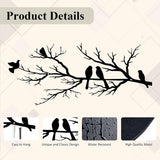 Metal Birds Wall Art - Metal Bird Wall Decoration - Vivid Birds on Branch Silhouette Wall Decor - Black Leaves with Bird - Tree Branch Silhouette - Outdoor Hanging Wall Sculpture - Hanging - for Home Balcony Garden - 43x18.6cm - Black