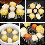 Stainless Steel Steamer Rack - 2 Pieces - Oven Rack - Round Steamer Rack - 7 cm high - Microwave Rack - Cooking Utensils - Steamer Basket - Kitchen Trivet - Dumpling cooking rack - steamer rack - for pressure cookers and air fryers - 16 x 16 x 7 cm