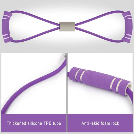 Fitness Elastic Bands - 2 Pieces - Figure 8 Resistance Bands - Resistance Power Band Tube - Fitness Bands - Yoga Resistance Band - Stretch Fitness Band - Resistance Cable - Pull Rope - Chest, Arm and Shoulder Stretch Bands - for Home Training, Strength Tr