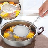 2 Pieces Stainless Steel Kitchen Sieve - Food Sieve - Sieve - Skimmer - Spoon-skimmer with handle and colander - Frying Spatula - for noodles / rice / vegetables / egg whites etc. - Colander - for filter residue - Skimmer Spoon - Silver - ø10 cm