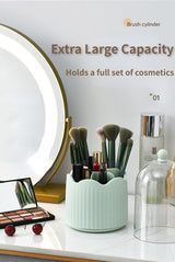 Makeup brush storage box - Makeup brush holder - 360-degree rotatable - Cosmetics storage box - Makeup brush storage box - Brush holder - Suitable for dressing table, bathroom counter, desk - White