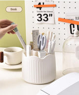 Makeup brush storage box - Makeup brush holder - 360-degree rotatable - Cosmetics storage box - Makeup brush storage box - Brush holder - Suitable for dressing table, bathroom counter, desk - White