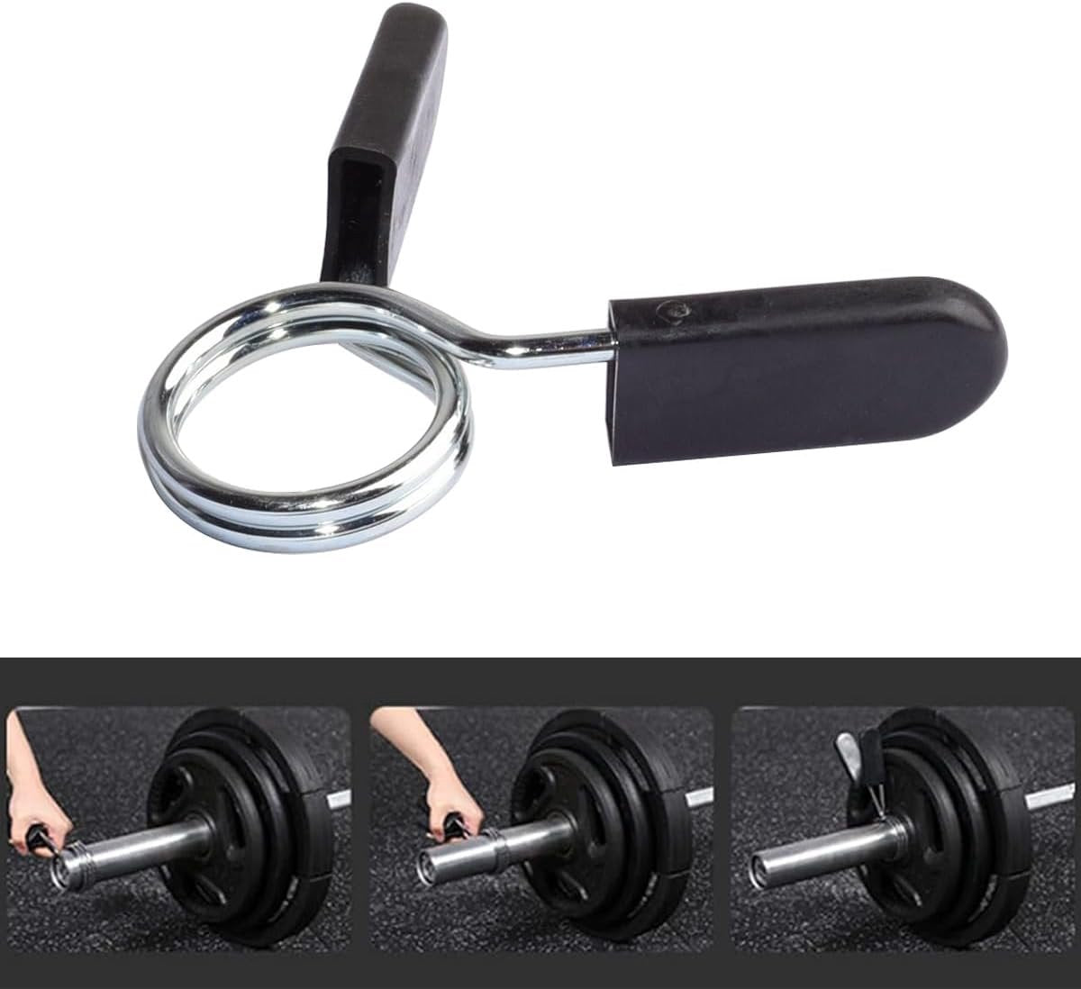 4 pieces - Barbell Clamp - 2.8 cm - Spring Barbell Clamp - Dumbbell Clip - Spring Clips for Weights - Barbell Bars - Clamp Ring - Spring Clips - Locking Clip Ring Bodybuilding - for Weightlifting, Training Barbell, Bars, Plates, Gym - Black