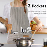 Kitchen Apron - 2 Pieces - Professional Cooking Apron - for Ladies and Gentlemen - Catering Apron - Easily Adjustable - BBQ Apron - Pottery Apron - Cooking Kitchen Aprons - kitchen cooking aprons - soft chef apron with 2 pockets - black/brown stripes