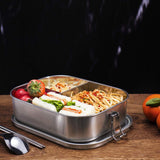 1400ml Lunchbox - Sandwich Box - Bento Box - Stainless Steel Food Containers - Adult Lunchbox - Sandwich Container - Metal Bento Lunchbox - Stainless Steel Food Storage Containers with Separate Compartments - Leakproof - Reusable - Microwave Safe