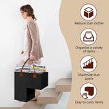 Stair Organizer Basket - Stair Basket - L-shaped Foldable Stair Basket - Storage Bag - Felt Stair Basket - Laundry Basket - Toy Basket - Household Items - for Laundry, Toys - 42*42*25.5 cm - Black
