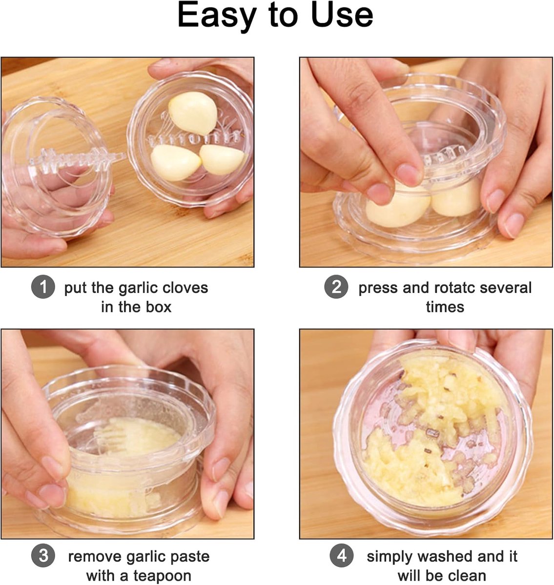 Garlic Twister - 2 pieces - Garlic Press - Suitable for Garlic - Manual Garlic Press - Kitchen Gadget Press - Garlic Presses - Ginger Press - for chopping garlic, onions, ginger, herbs and nuts - Transparent