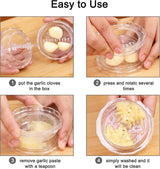 Garlic Twister - 2 pieces - Garlic Press - Suitable for Garlic - Manual Garlic Press - Kitchen Gadget Press - Garlic Presses - Ginger Press - for chopping garlic, onions, ginger, herbs and nuts - Transparent