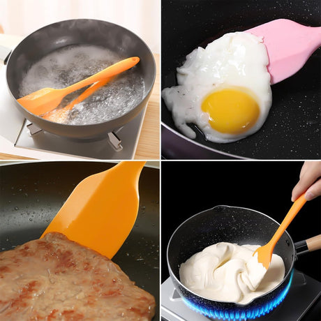 5 pieces - Silicone spatulas - Dessert Spatula - Scraper - Baking Spatula - Kitchen Utensils - heat-resistant silicone spatulas - with non-stick coating - for cakes, creams, butter, pastries and desserts - 21*4 cm - red, pink, blue, green, orange
