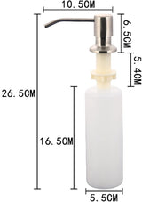 Soap Dispenser - 300 ml - Kitchen Detergent Dispenser - Sink Soap Dispenser - Stainless Steel Kitchen Detergent Dispenser - Refillable Soap Dispenser - With 360° Rotating Pump - Kitchen Accessories - Silver