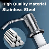 Soap Dispenser - 300 ml - Kitchen Detergent Dispenser - Sink Soap Dispenser - Stainless Steel Kitchen Detergent Dispenser - Refillable Soap Dispenser - With 360° Rotating Pump - Kitchen Accessories - Silver